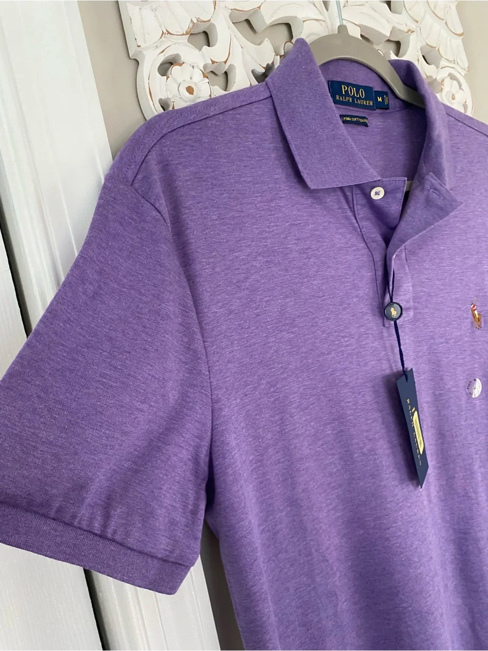 Polo Ralph Lauren Pima Soft Touch Polo Shirt Men’s Medium Purple 100% Cotton NWT